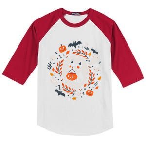 Cute Retro Black Cat Fall Halloween Cool Gift Kids Colorblock Raglan Jersey