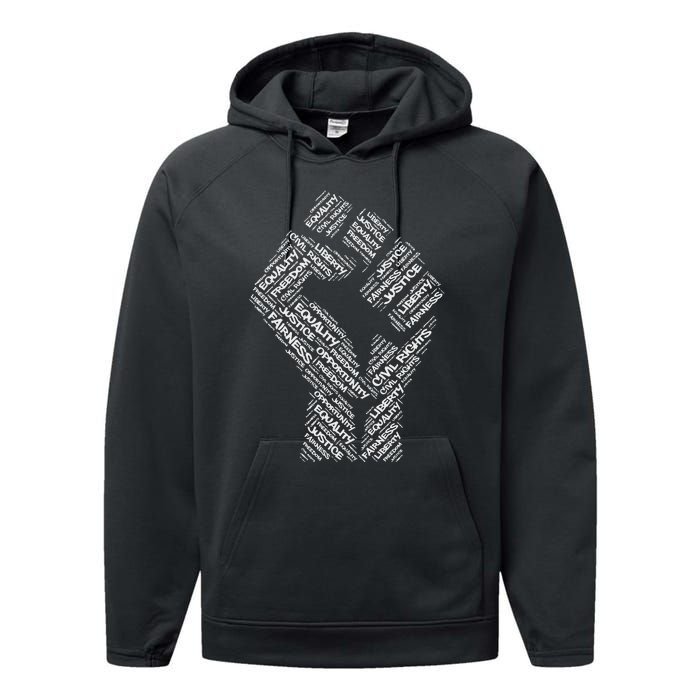 Civil Rights Black Power Fist March For Justice Performance Fleece Hoodie