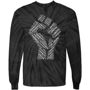 Civil Rights Black Power Fist March For Justice Tie-Dye Long Sleeve Shirt