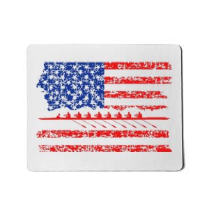 Crew Rowing Boat Oars Us American Flag Mousepad