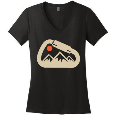 Climbing Rock Bouldering Climb Carabiner Climbers Gifts Women's V-Neck T-Shirt