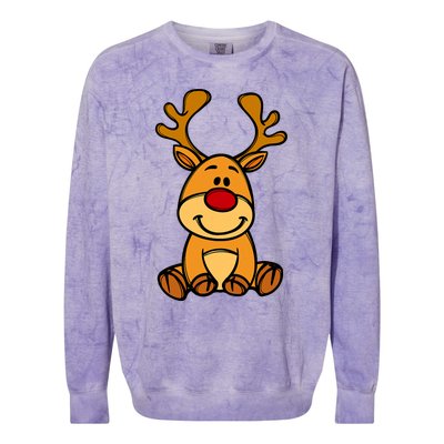 Cute Reindeer Baby Red Nose Christmas Xmas Colorblast Crewneck Sweatshirt