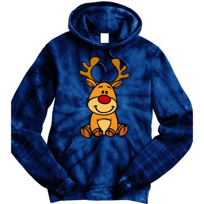 Cute Reindeer Baby Red Nose Christmas Xmas Tie Dye Hoodie