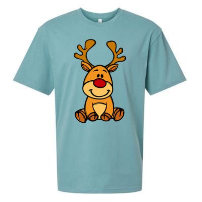 Cute Reindeer Baby Red Nose Christmas Xmas Sueded Cloud Jersey T-Shirt