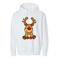 Cute Reindeer Baby Red Nose Christmas Xmas Garment-Dyed Fleece Hoodie