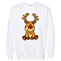 Cute Reindeer Baby Red Nose Christmas Xmas Garment-Dyed Sweatshirt