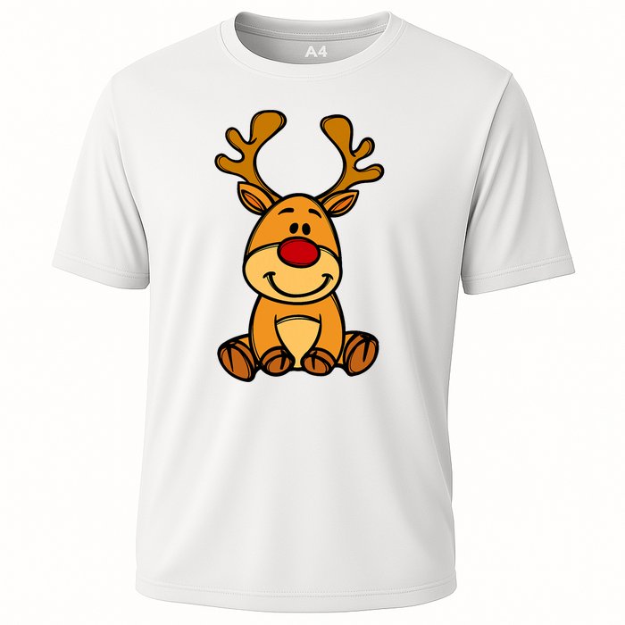 Cute Reindeer Baby Red Nose Christmas Xmas Cooling Performance Crew T-Shirt