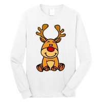 Cute Reindeer Baby Red Nose Christmas Xmas Long Sleeve Shirt