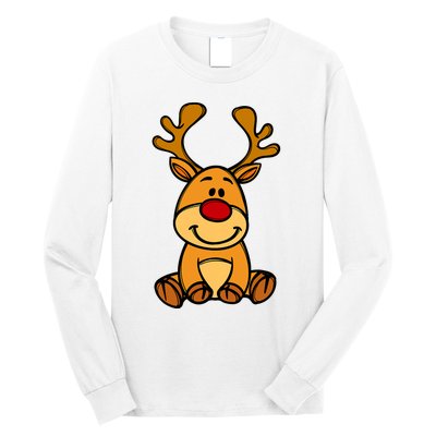 Cute Reindeer Baby Red Nose Christmas Xmas Long Sleeve Shirt