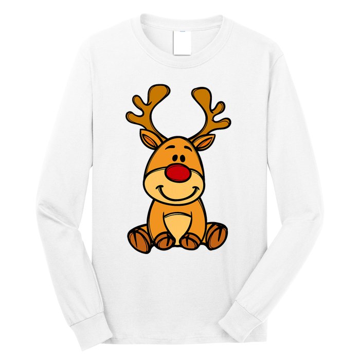 Cute Reindeer Baby Red Nose Christmas Xmas Long Sleeve Shirt