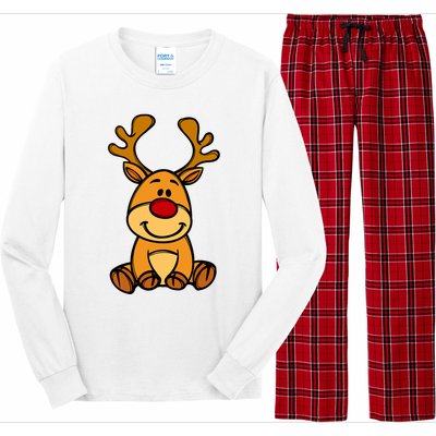 Cute Reindeer Baby Red Nose Christmas Xmas Long Sleeve Pajama Set