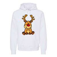 Cute Reindeer Baby Red Nose Christmas Xmas Premium Hoodie