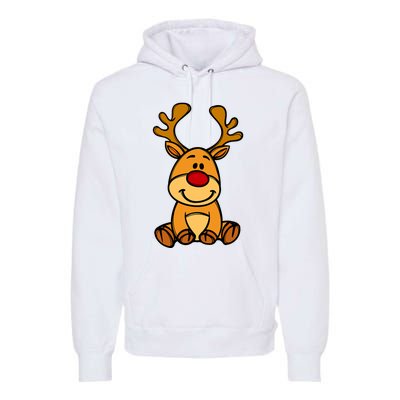 Cute Reindeer Baby Red Nose Christmas Xmas Premium Hoodie