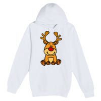 Cute Reindeer Baby Red Nose Christmas Xmas Premium Pullover Hoodie