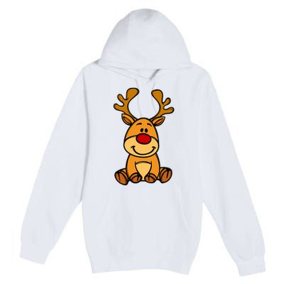 Cute Reindeer Baby Red Nose Christmas Xmas Premium Pullover Hoodie