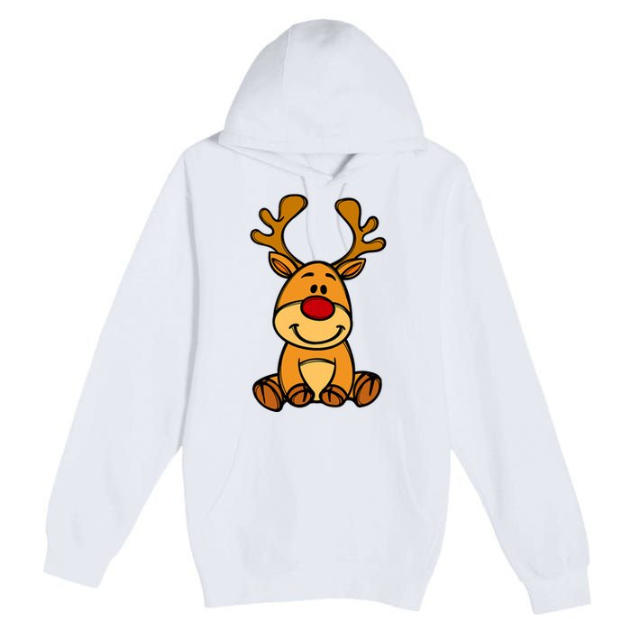 Cute Reindeer Baby Red Nose Christmas Xmas Premium Pullover Hoodie