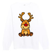 Cute Reindeer Baby Red Nose Christmas Xmas Premium Crewneck Sweatshirt