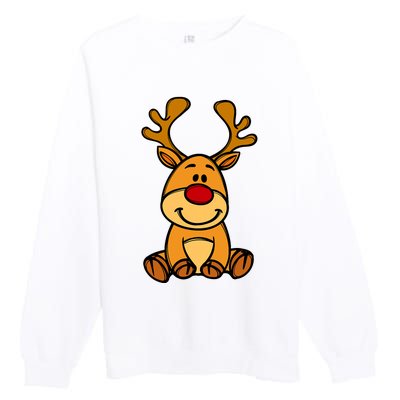 Cute Reindeer Baby Red Nose Christmas Xmas Premium Crewneck Sweatshirt