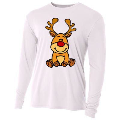 Cute Reindeer Baby Red Nose Christmas Xmas Cooling Performance Long Sleeve Crew