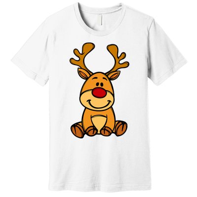 Cute Reindeer Baby Red Nose Christmas Xmas Premium T-Shirt