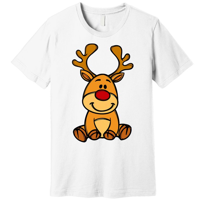 Cute Reindeer Baby Red Nose Christmas Xmas Premium T-Shirt