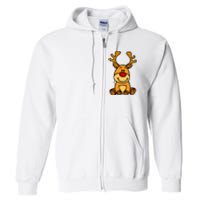 Cute Reindeer Baby Red Nose Christmas Xmas Full Zip Hoodie