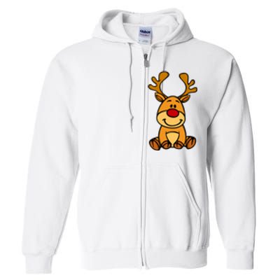 Cute Reindeer Baby Red Nose Christmas Xmas Full Zip Hoodie