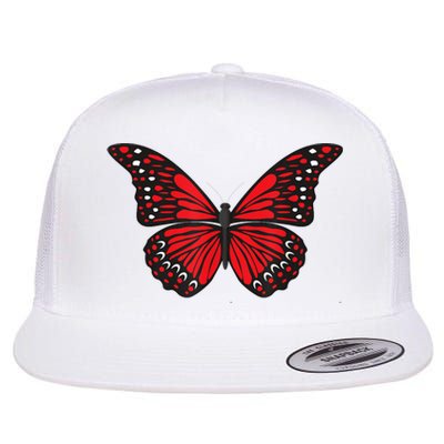 Cute Red Butterfly Flat Bill Trucker Hat