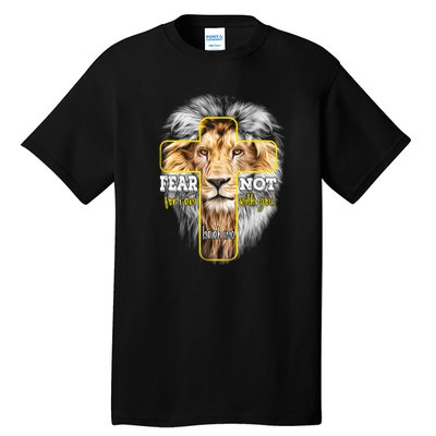 Christian Religious Bible Verse Sayings Lion Fear Scripture Tall T-Shirt