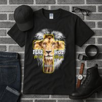 Christian Religious Bible Verse Sayings Lion Fear Scripture Tall T-Shirt