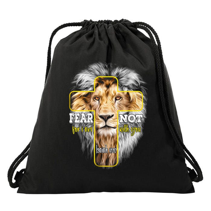 Christian Religious Bible Verse Sayings Lion Fear Scripture Drawstring Bag