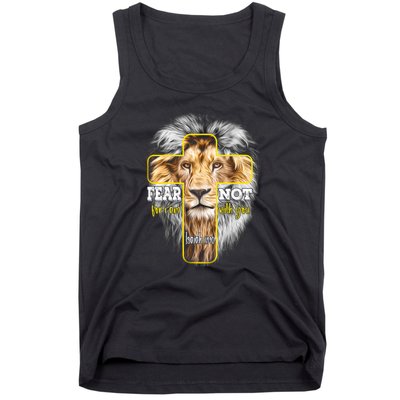 Christian Religious Bible Verse Sayings Lion Fear Scripture Tank Top