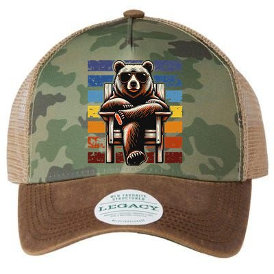 Cool Retro Bear In Sunglasses 70s 80s 90s Novelty Funny Bear Legacy Tie Dye Trucker Hat