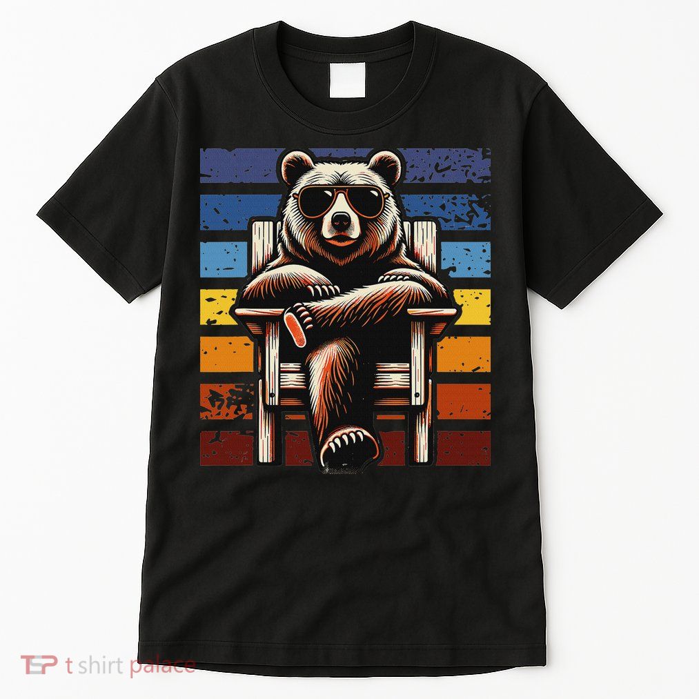 Cool Retro Bear In Sunglasses 70s 80s 90s Novelty Funny Bear Tall T-Shirt