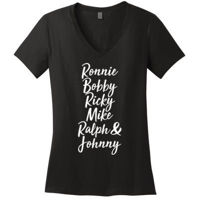 Cool Ronnie Bobby Ricky Mike Ralph And Johnny Women's V-Neck T-Shirt