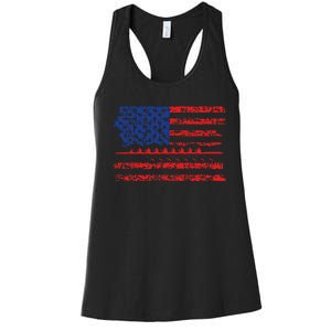 Crew Rowing Boat Oars Us American Flag Copy Women's Racerback Tank