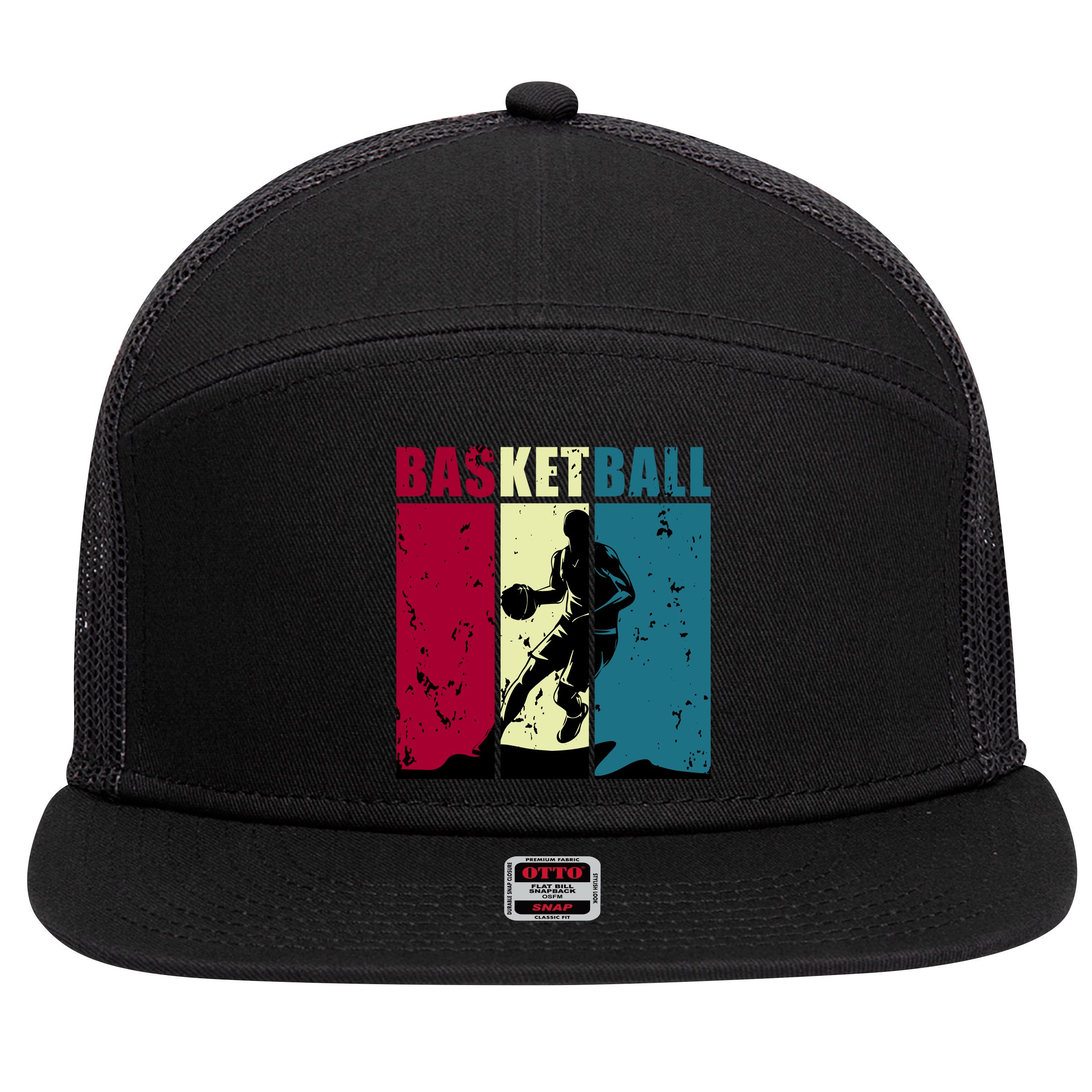 Classic Retro Basketball 7 Panel Mesh Trucker Snapback Hat