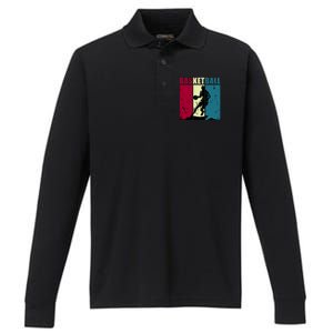 Classic Retro Basketball Performance Long Sleeve Polo