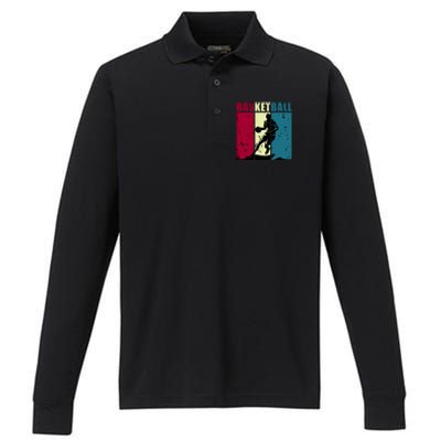 Classic Retro Basketball Performance Long Sleeve Polo