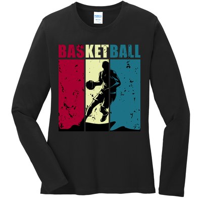 Classic Retro Basketball Ladies Long Sleeve Shirt