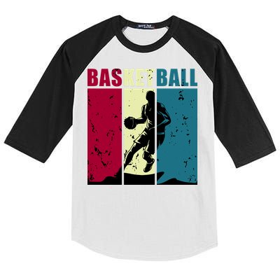 Classic Retro Basketball Kids Colorblock Raglan Jersey