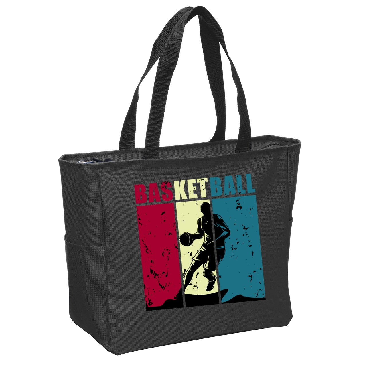 Classic Retro Basketball Zip Tote Bag