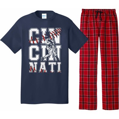 Cincinnati Retro Baseball Lover Met At Game Day Pajama Set