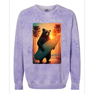 Cool Republic Bear Surfing Beach California Colorblast Crewneck Sweatshirt