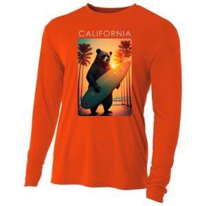 Cool Republic Bear Surfing Beach California Cooling Performance Long Sleeve Crew