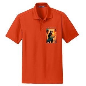 Cool Republic Bear Surfing Beach California Dry Zone Grid Polo