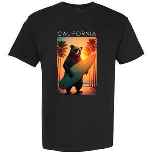 Cool Republic Bear Surfing Beach California Garment-Dyed Heavyweight T-Shirt