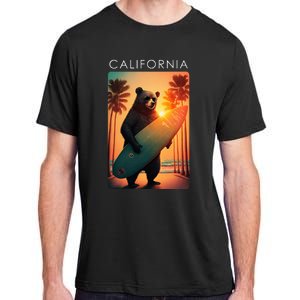 Cool Republic Bear Surfing Beach California Adult ChromaSoft Performance T-Shirt