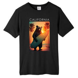 Cool Republic Bear Surfing Beach California Tall Fusion ChromaSoft Performance T-Shirt