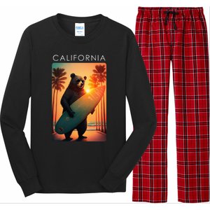 Cool Republic Bear Surfing Beach California Long Sleeve Pajama Set